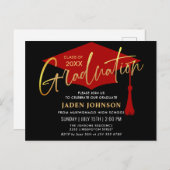 ミニマモダンリスト卒業パーティー招待状 ポストカード (正面/裏面)