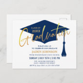 ミニマモダンリスト卒業パーティー招待状 ポストカード (正面/裏面)