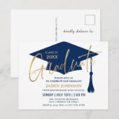 ミニマモダンリスト卒業パーティー招待状 ポストカード (正面/裏面)