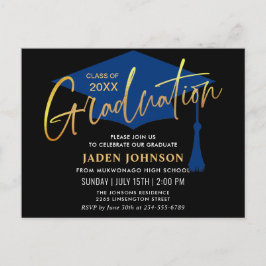 ミニマモダンリスト卒業パーティー招待状 ポストカード