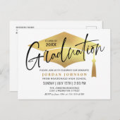 ミニマモダンリスト卒業パーティー招待状 ポストカード (正面/裏面)