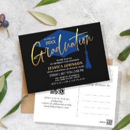 ミニマモダンリスト卒業パーティー招待状 ポストカード