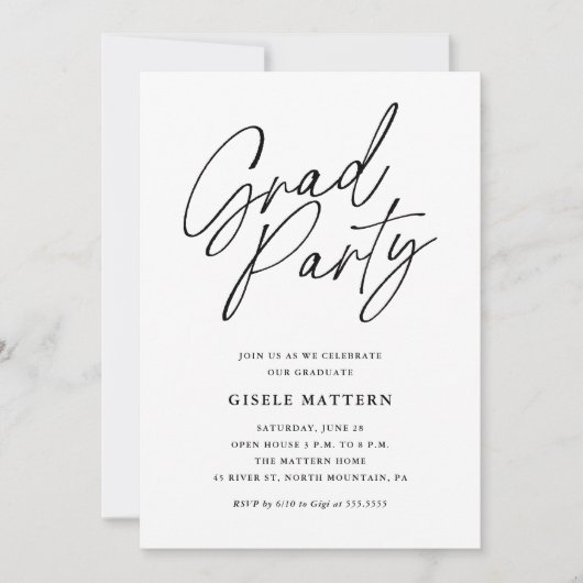 ミニマモダンリスト卒業パーティー招待状 招待状 (正面)