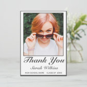 ミニマモダンリスト卒業写真サンキューカード サンキューカード (スタンド正面)