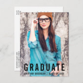 ミニマモダンリスト卒業写真パーティー招待状 インビテーションポストカード (正面/裏面)