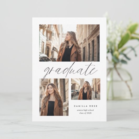 ミニマモダンリスト卒業3フォトコラージュ 案内状 (スタンド正面)