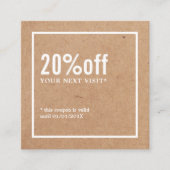 ミニマモダンリスト印刷クラフトホワイトクーポン 割引カード (正面)