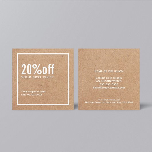 ミニマモダンリスト印刷クラフトホワイトクーポン 割引カード