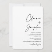 ミニマモダンリスト名の書道の黒結婚字 招待状 (正面)