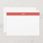 ミニマモダンリスト名モノグラムのイニシャル赤 ノートカード (正面/裏面)
