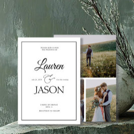 ミニマモダンリスト名書黒写真3枚 招待状