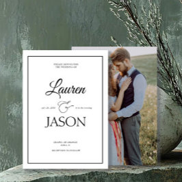 ミニマモダンリスト名書黒写真 招待状