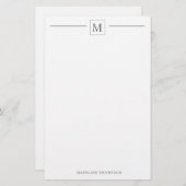 ミニマモダンリスト基本シルバーグレーモノグラム線 便箋 (正面/裏面)