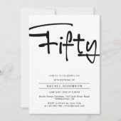 ミニマモダンリスト大人50歳の誕生日パーティー 招待状 (正面)