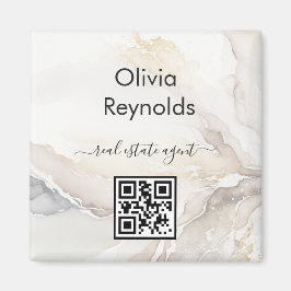 ミニマモダンリスト大理石テクスチャニュートラルQRコード マグネット