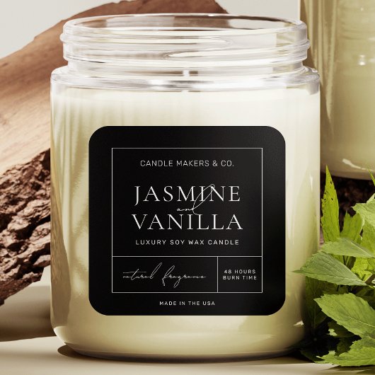 ミニマモダンリスト大豆キャンドルスクエアラベルブラック スクエアシール