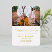 ミニマモダンリスト婚約パーティ写真 箔招待状 (立ち正面)