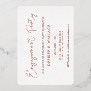 ミニマモダンリスト婚約パーティ 箔招待状