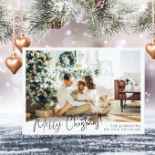 ミニマモダンリスト家族の写真クリスマスカード シーズンカード