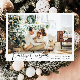 ミニマモダンリスト家族の写真クリスマスカード シーズンカード
