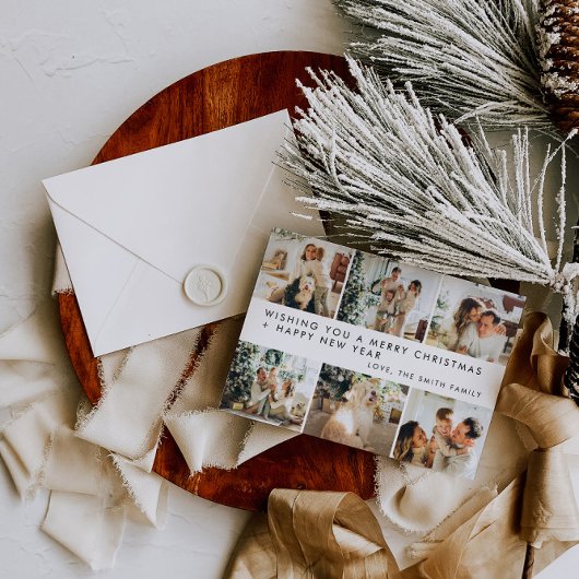 ミニマモダンリスト家族の写真クリスマスカード シーズンカード