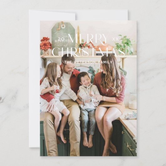 ミニマモダンリスト家族の写真クリスマス シーズンカード (正面)