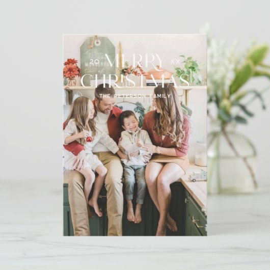 ミニマモダンリスト家族の写真クリスマス シーズンカード (スタンド正面)