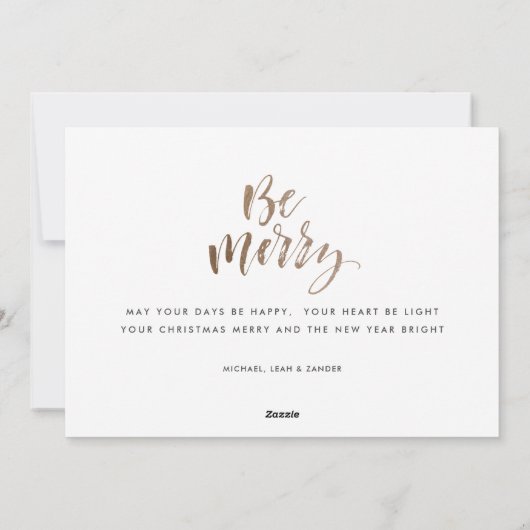 ミニマモダンリスト家族の写真クリスマス シーズンカード (裏面)