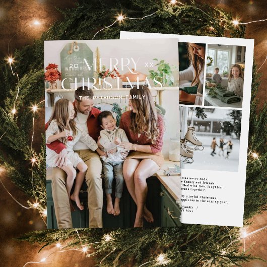 ミニマモダンリスト家族の写真クリスマス シーズンカード