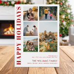 ミニマモダンリスト家族の写真コラージュ シーズンカード<br><div class="desc">ハッピーホリデー！クリスマスの季節に友達や家族に暖かい願いを送るカスタマイズ可能なフォトコラージュのクリスマスカードにのシンプルタイポグラフィが付モダンいている。写真、名前、年カスタムなどの詳細を追加してパーソナライズ。このミニマルクリスマスカードは他の色やカードストックで入手できる。</div>