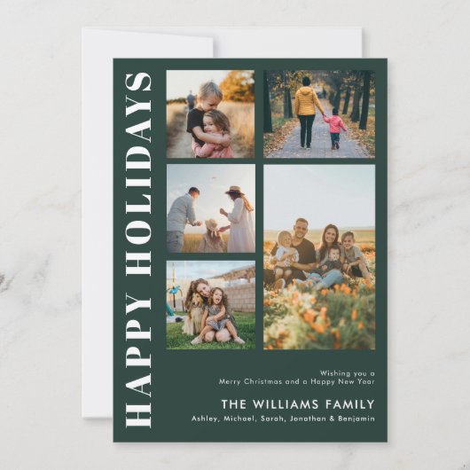 ミニマモダンリスト家族の写真コラージュ シーズンカード (正面)