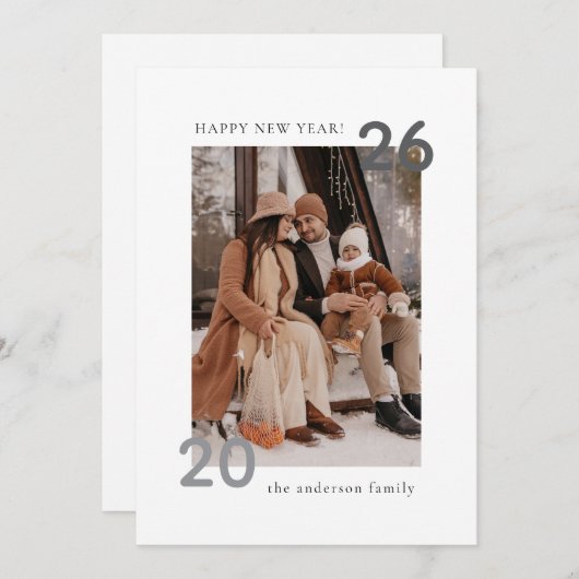 ミニマモダンリスト家族の新年 シーズンカード (正面/裏面)