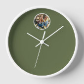 ミニマモダンリスト家族フォトオリーブグリーン 壁時計 (正面)