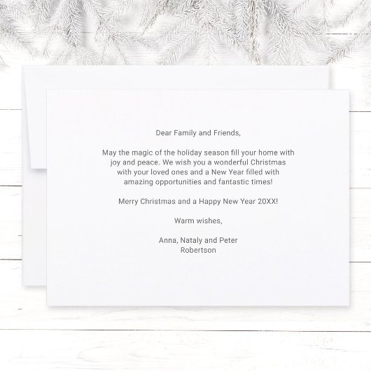 ミニマモダンリスト家族1写真クリスマスカード