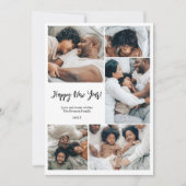 ミニマモダンリスト家族6枚の写真ハッピー新年 シーズンカード (正面)