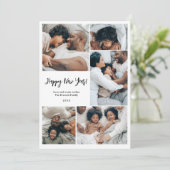 ミニマモダンリスト家族6枚の写真ハッピー新年 シーズンカード (スタンド正面)