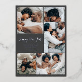 ミニマモダンリスト家族6枚の写真ハッピー新年 箔シーズンカード (正面)