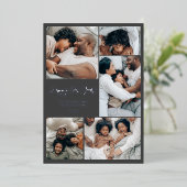 ミニマモダンリスト家族6枚の写真ハッピー新年 箔シーズンカード (立ち正面)