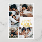 ミニマモダンリスト家族6枚の写真Happy 2024 箔シーズンカード (正面)