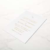 ミニマモダンリスト対角モノグラ結婚ム 箔招待状 (回転した状態)