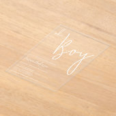 ミニマモダンリスト少年の赤ちゃんシャワー アクリル招待状 (レイダウン)