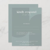 ミニマモダンリスト幾何学ほこりっぽいティール（緑がかった色）結婚ズ 出欠カード (正面/裏面)