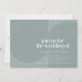 ミニマモダンリスト幾何学ほこりっぽいティール(緑がかった色)結婚ズ 招待状 (正面)