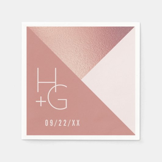 ミニマモダンリスト幾何結婚の スタンダードカクテルナプキン (正面)