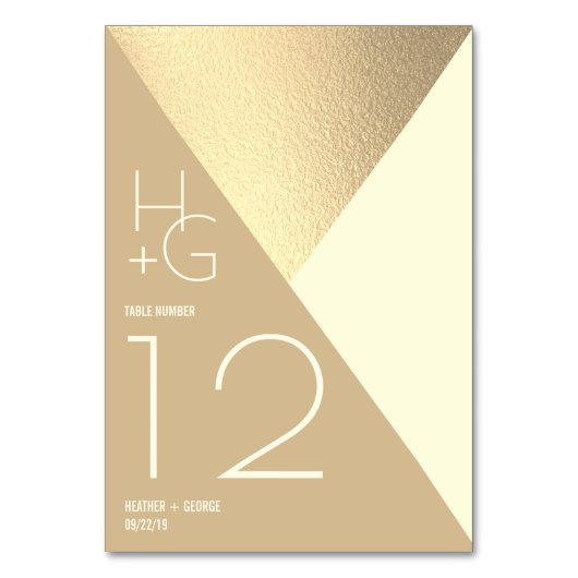 ミニマモダンリスト幾何結婚の テーブルナンバー (正面)