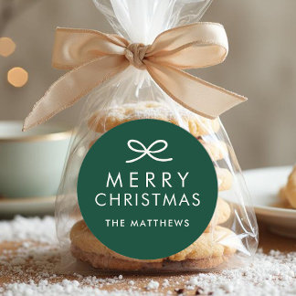 ミニマモダンリスト弓カスタム色のクリスマス ラウンドシール