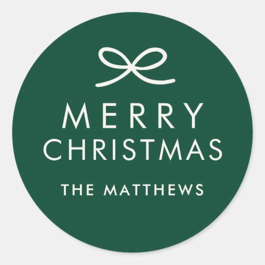 ミニマモダンリスト弓カスタム色のクリスマス ラウンドシール (正面)