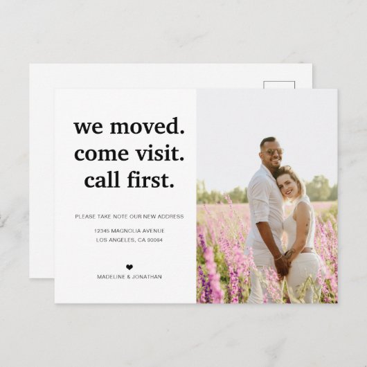 ミニマモダンリスト引っ越しました写真の移動 案内ポストカード (正面/裏面)