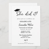 ミニマモダンリスト彼女はそれを卒業した 招待状 (正面/裏面)