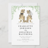 ミニマモダンリスト恐竜テーマ結婚ズ 招待状 (正面)